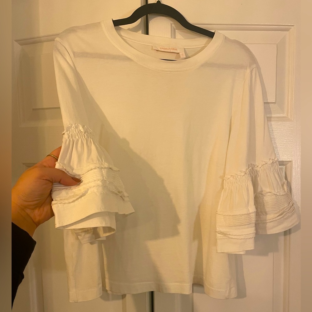 NWOT See by Chloé White Ruffle Flair Top / Tee